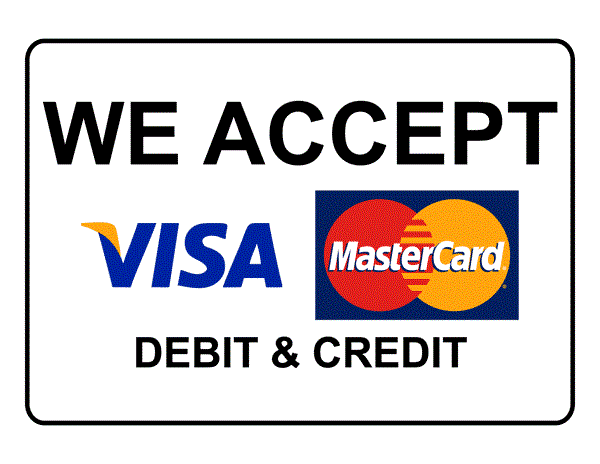 All major debit and credit cards accepted